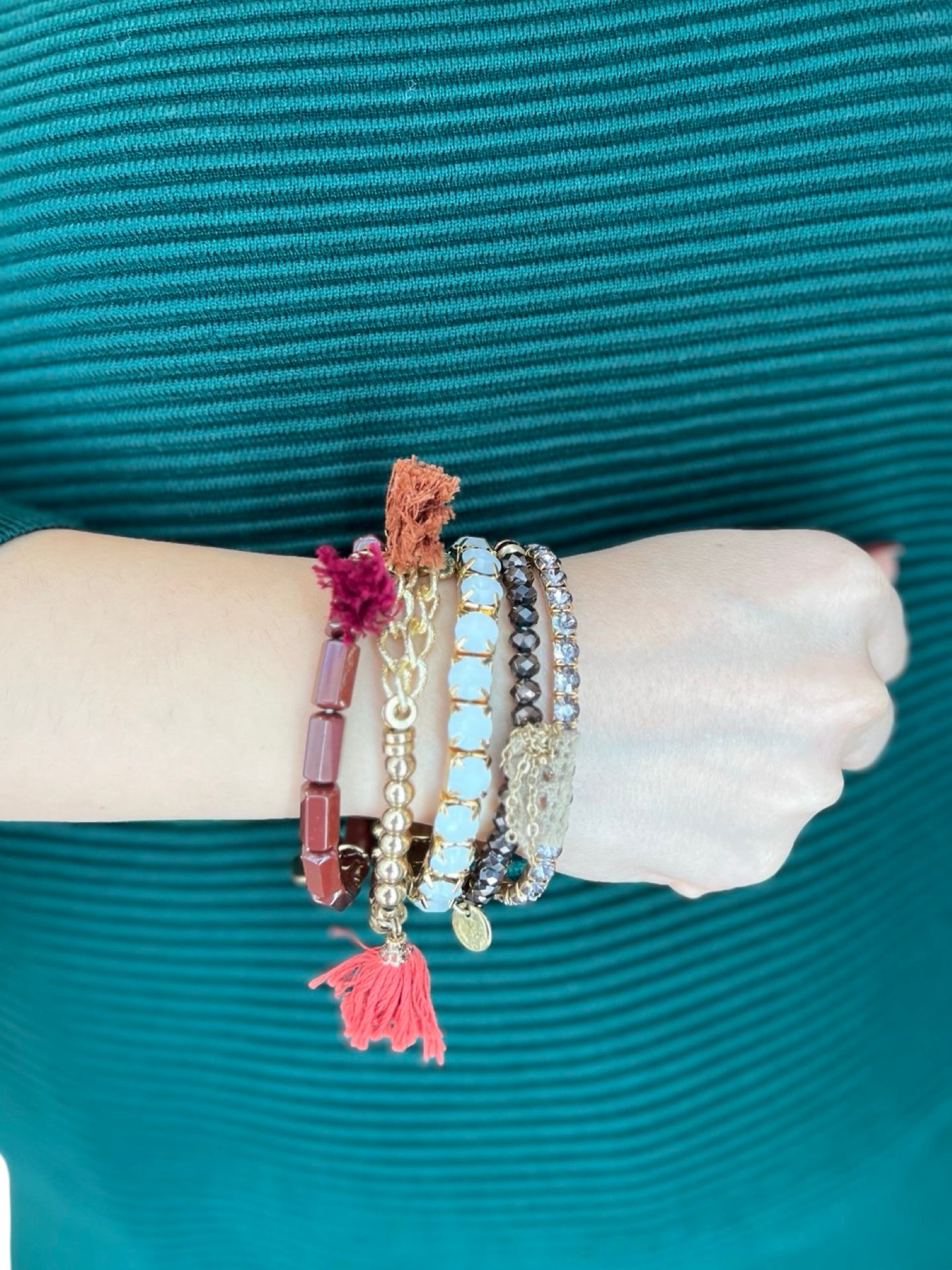 Bracelet Il Baco Da Seta 5 Strips Various Beads