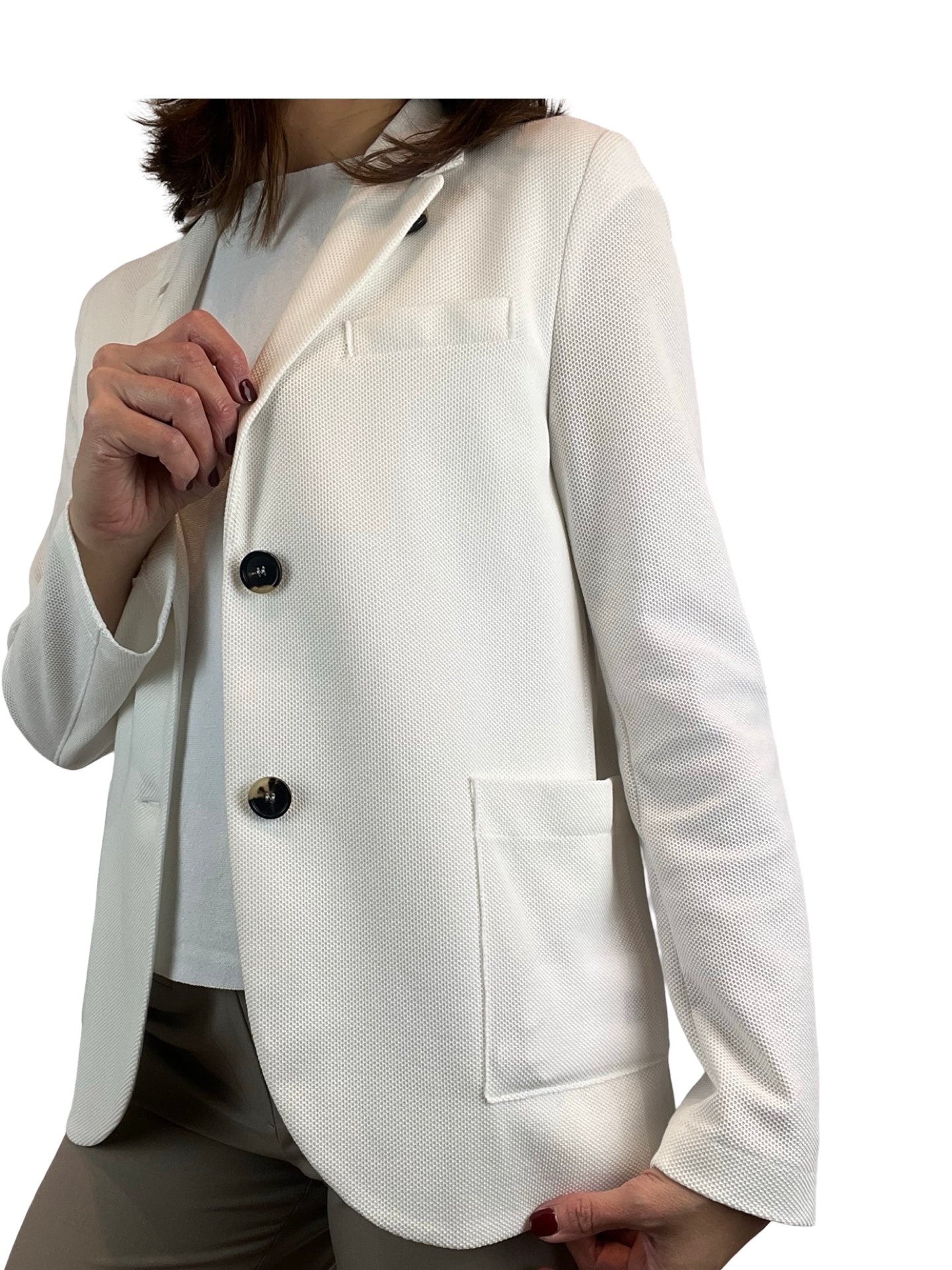 Harris Wharf London Stand Up Honeycomb White Blazer