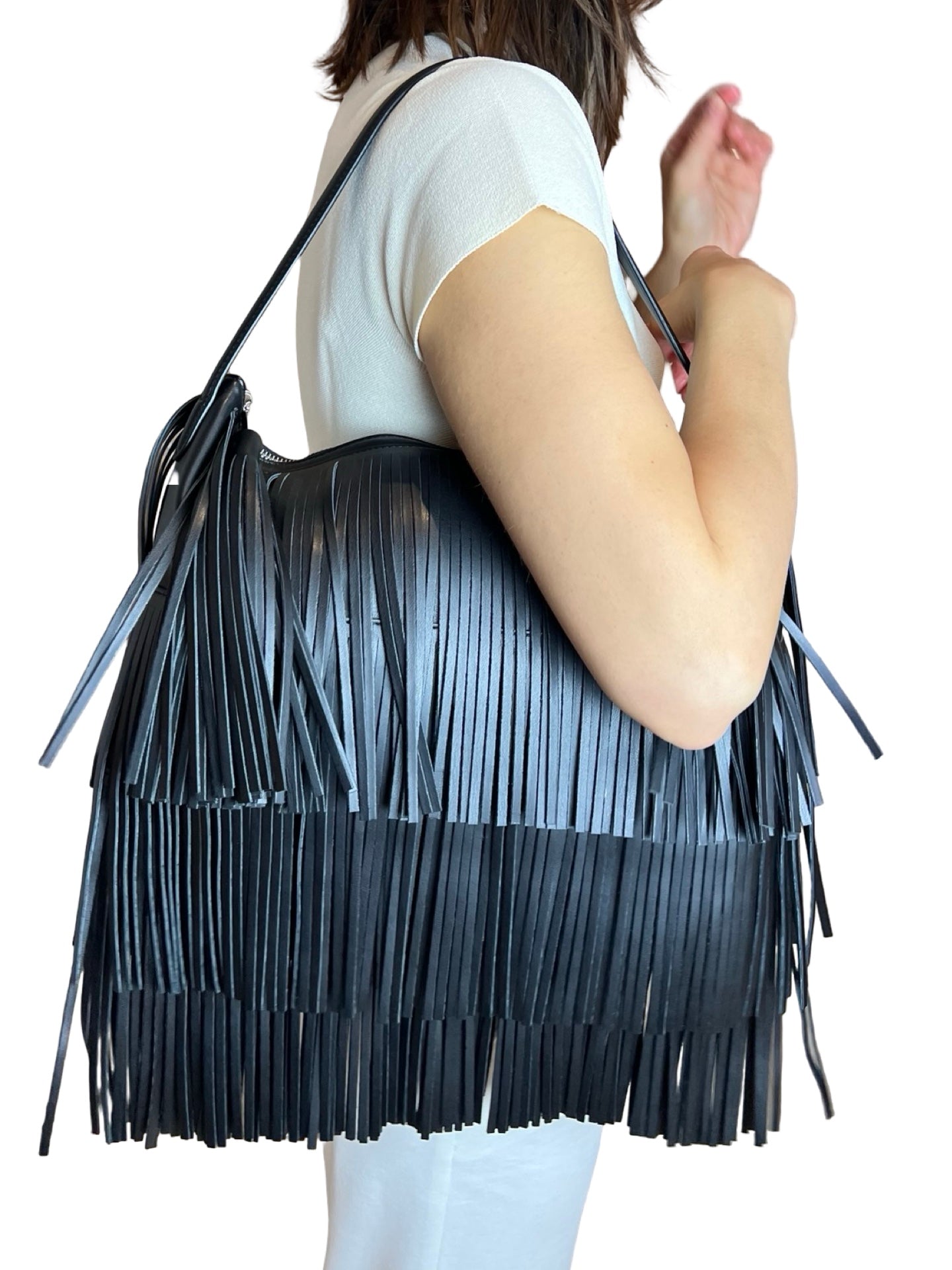 Light Brown Conti Fringed Shoulder Bag