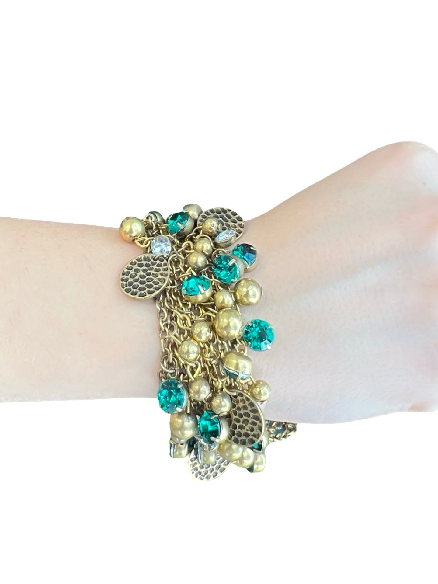 Bracelet Il Baco Da Seta Chains Medals And Green Stones