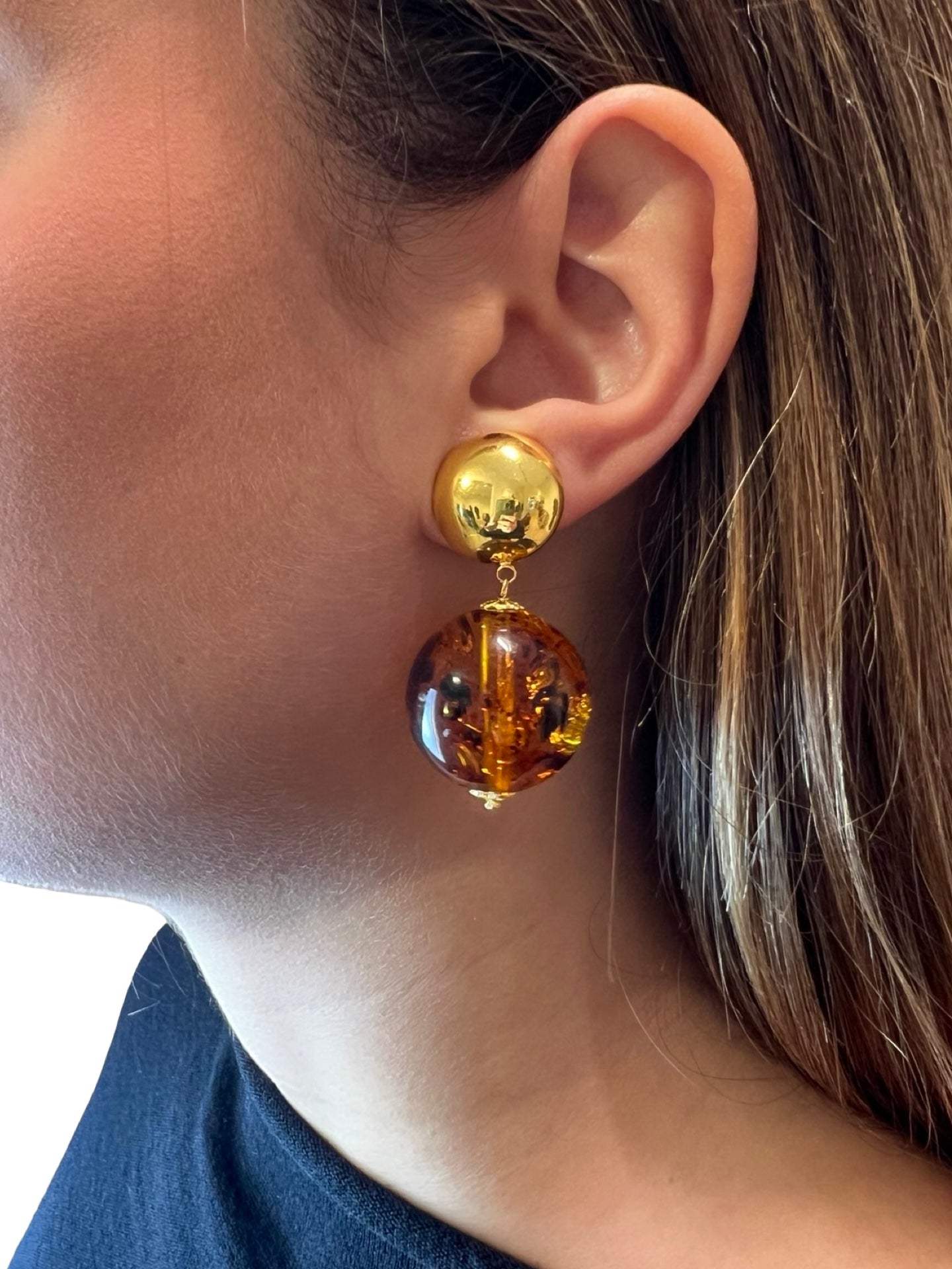 Fabrizio Marcantelli Boucles d'oreilles clip boule miel