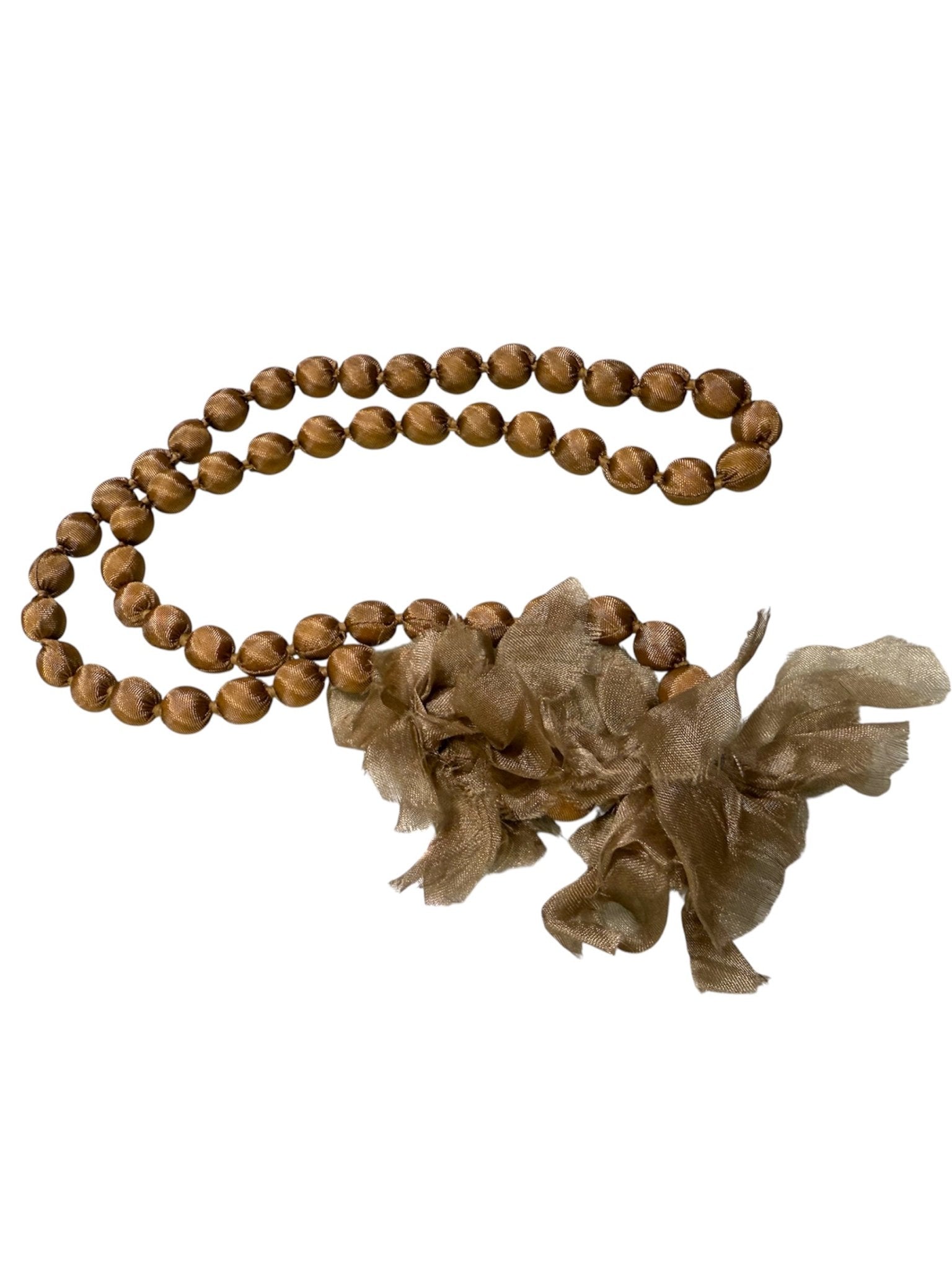 Collana Il Baco Da Seta Doan Palline Di Seta Fiore Tan Beige
