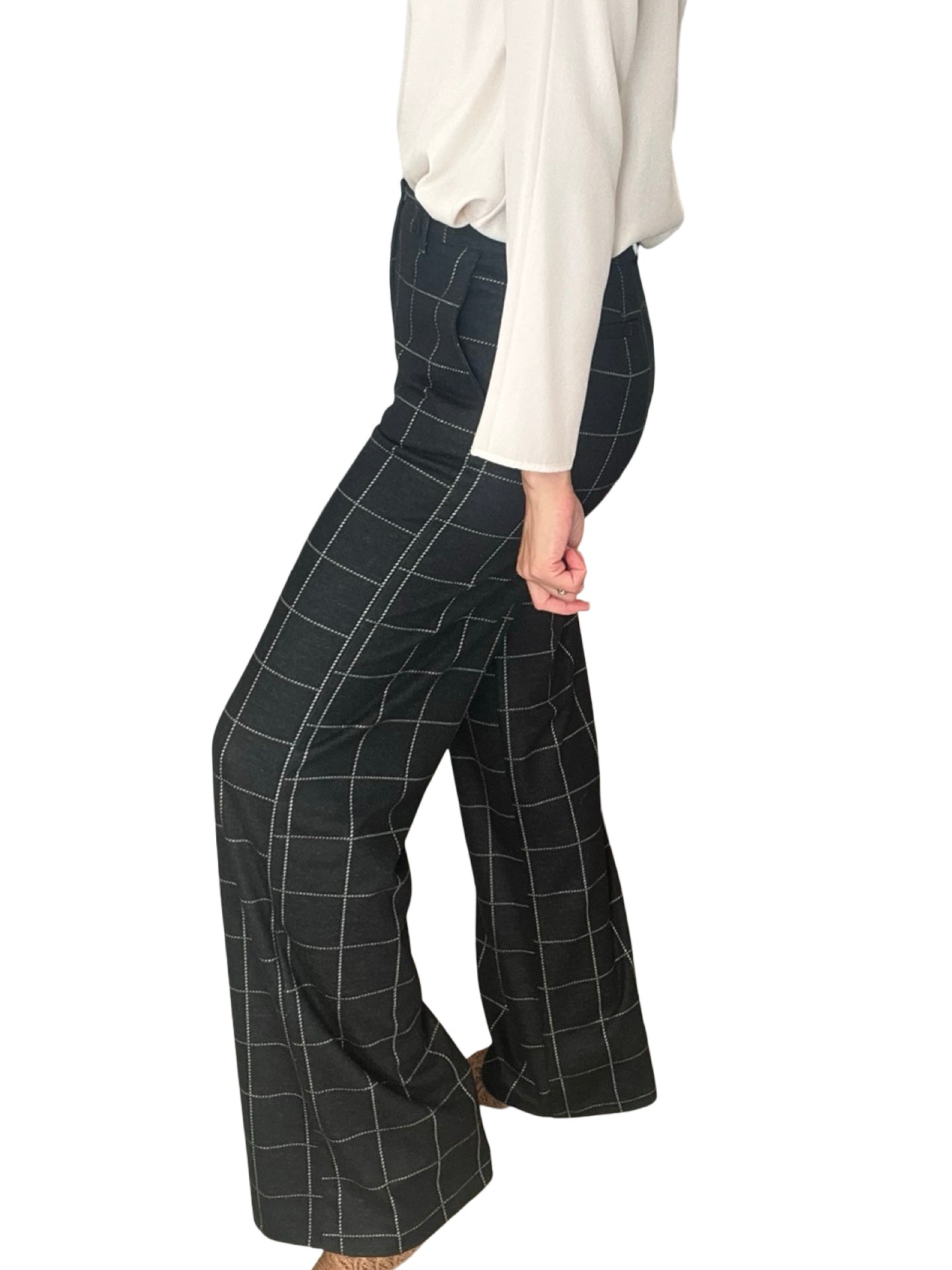 Pantalon à carreaux gris Goodmatch Palazzo
