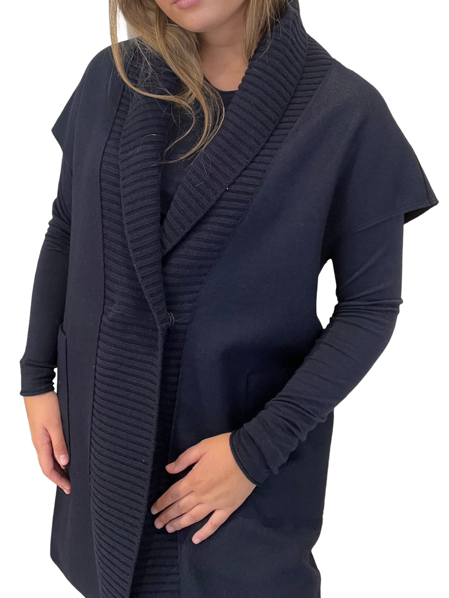 Gilet con colletto in maglia Rosso35