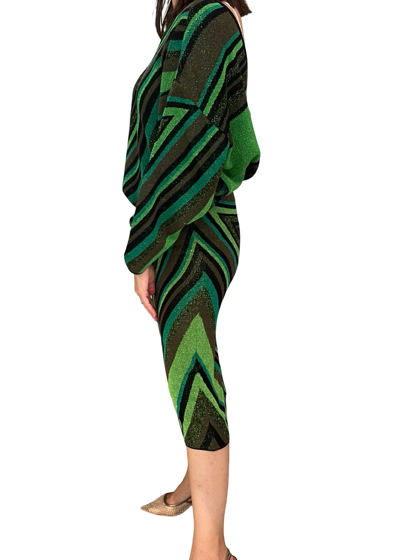 Falda Akep Punto Lurex Verde