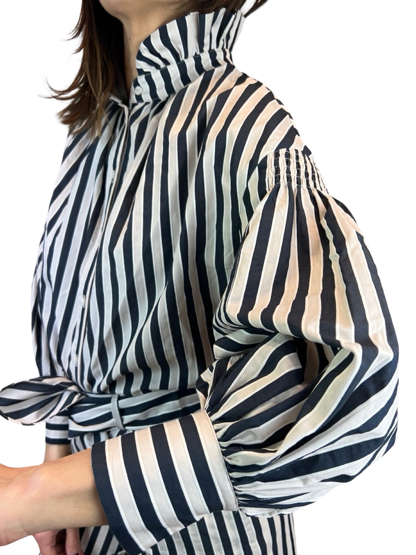 Camisa Paisie Rayas Cuello Plisado