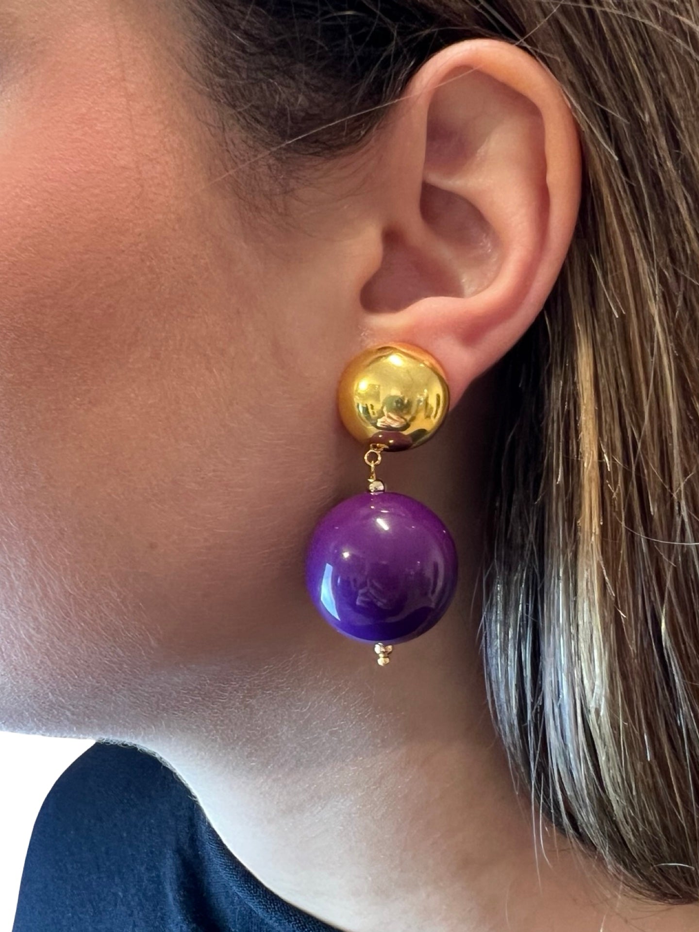 Fabrizio Marcantelli Boucles d'oreilles clip boule violette