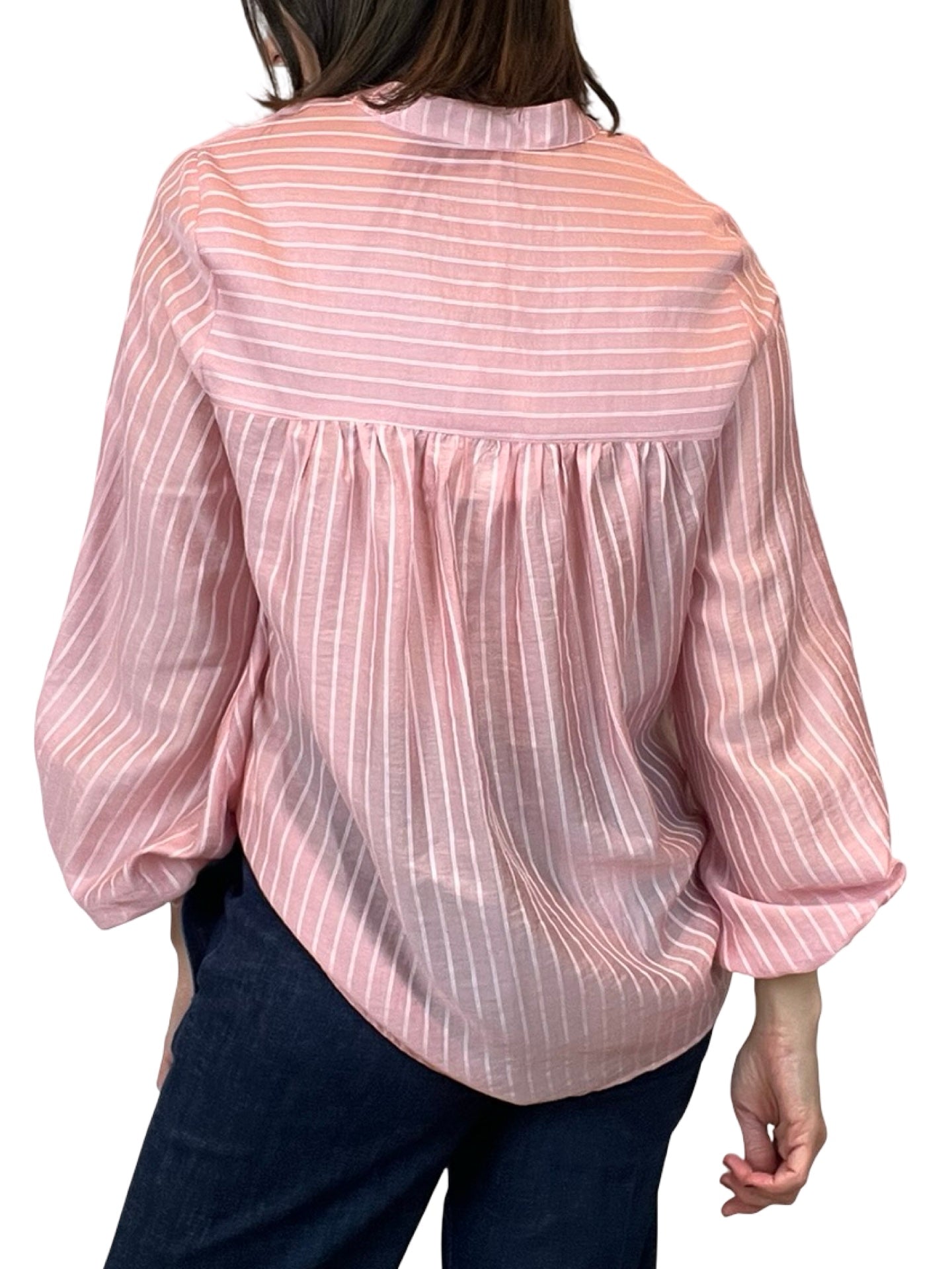 Adele Striped Gathered Sleeve Blouse