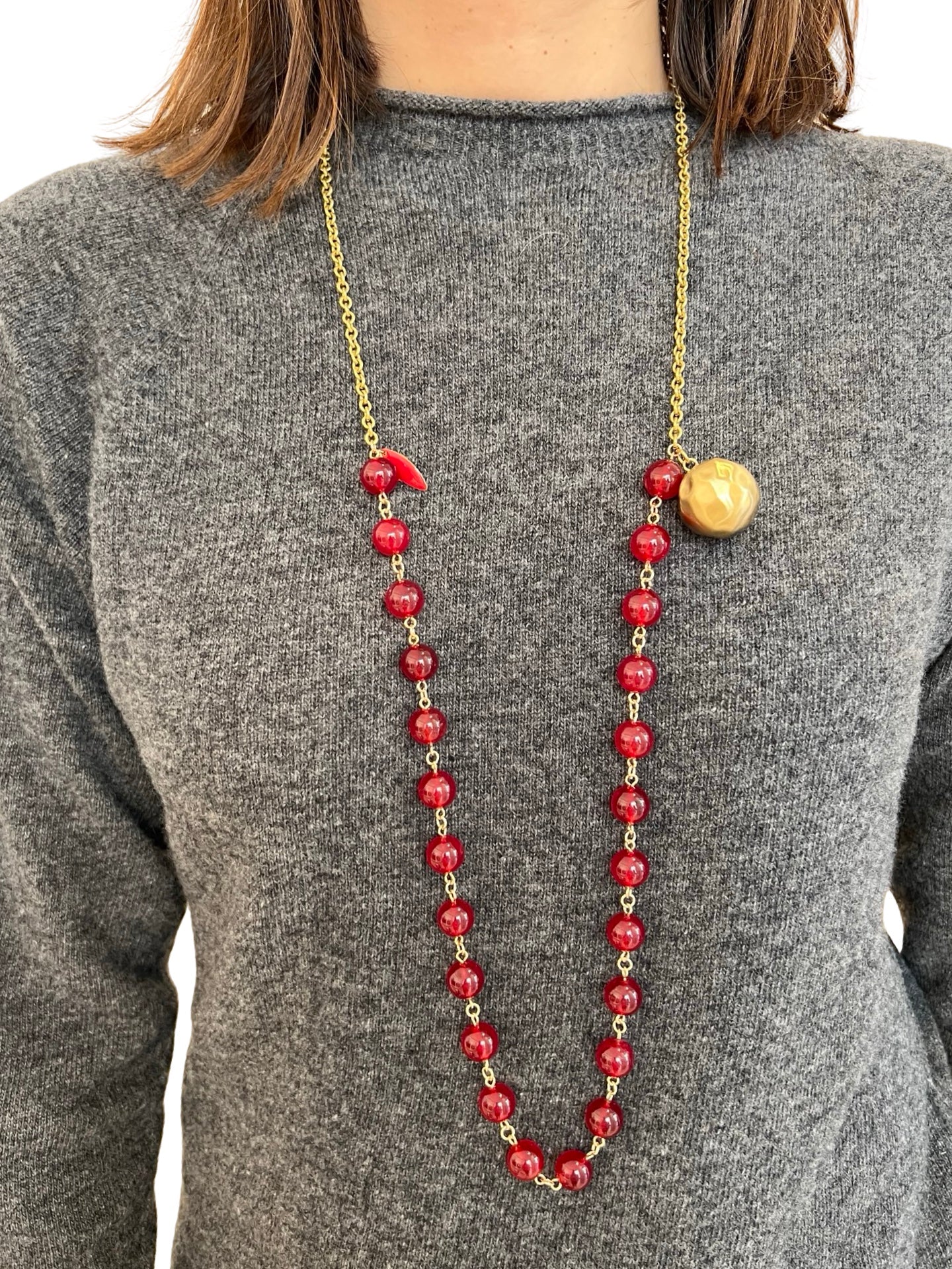 Collar Unique Bolas y Piedras Rojo