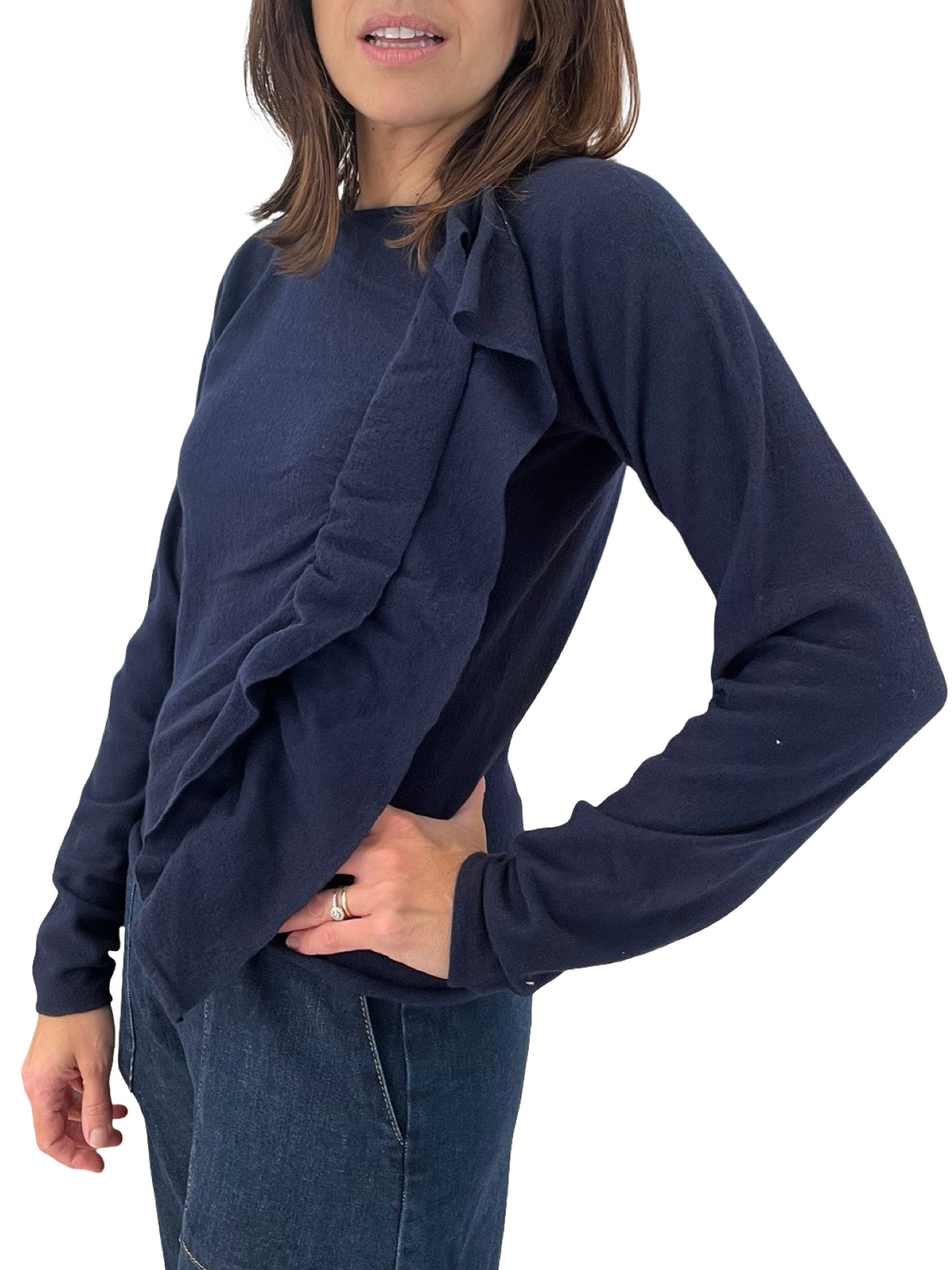 Maglione leggero Conti con volant sul lato