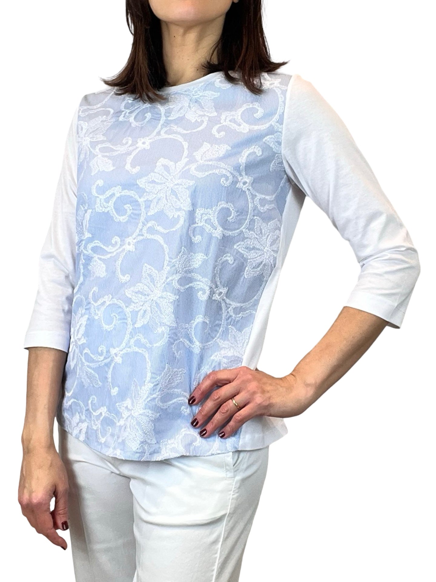 Whyci Milano - T-shirt brodé à rayures