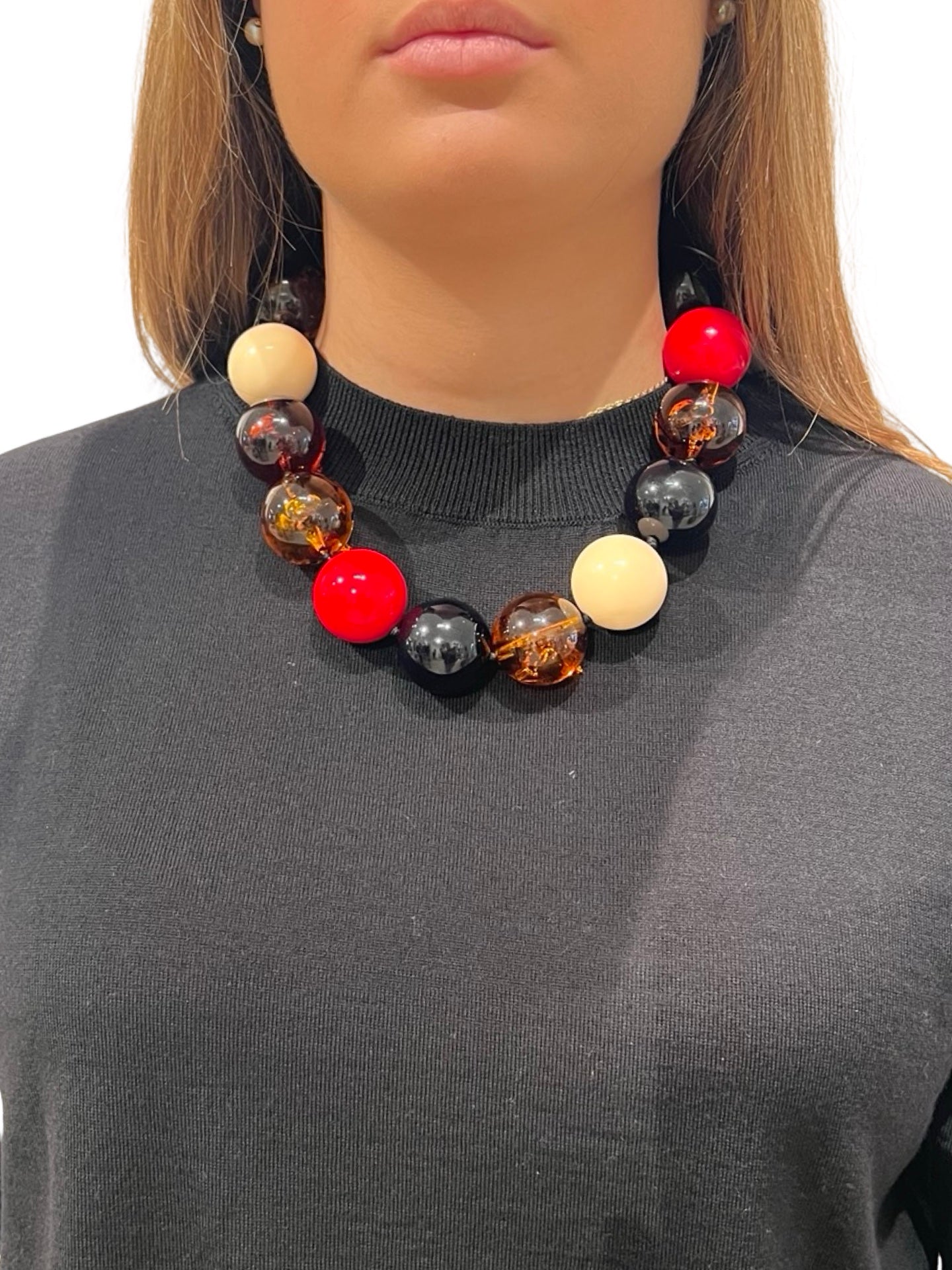 Collar Fabrizio Marcantelli Bolas Gordas Negro y Crudo