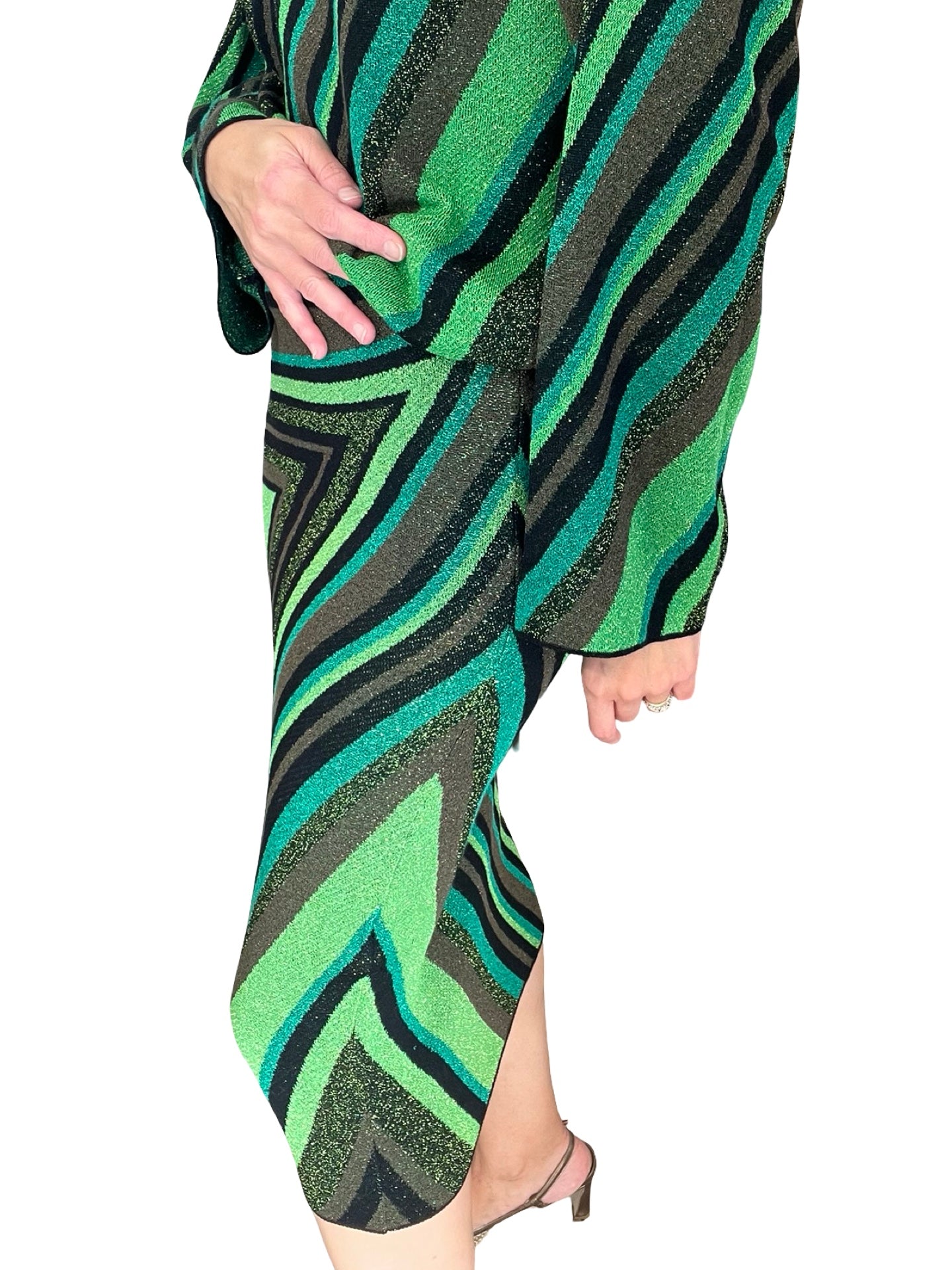 Falda Akep Punto Lurex Verde