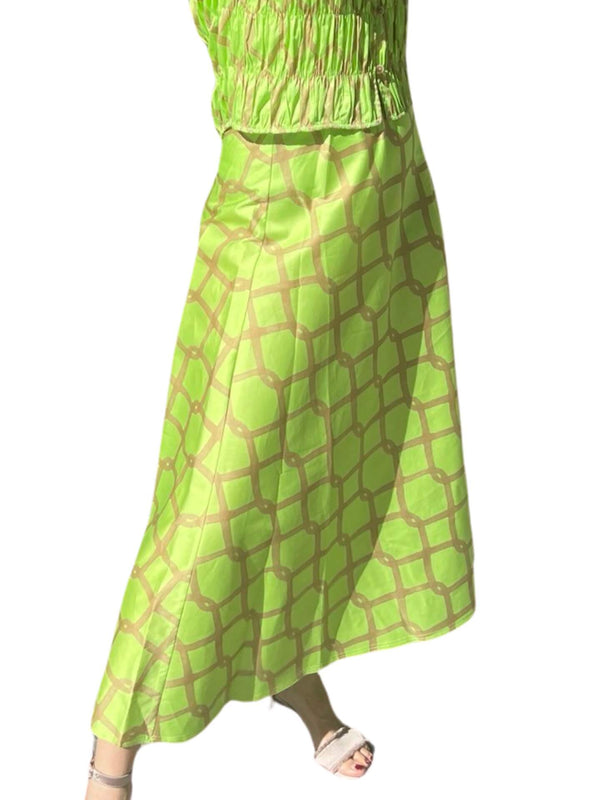 Green Printed Conti Lightweight Skirt