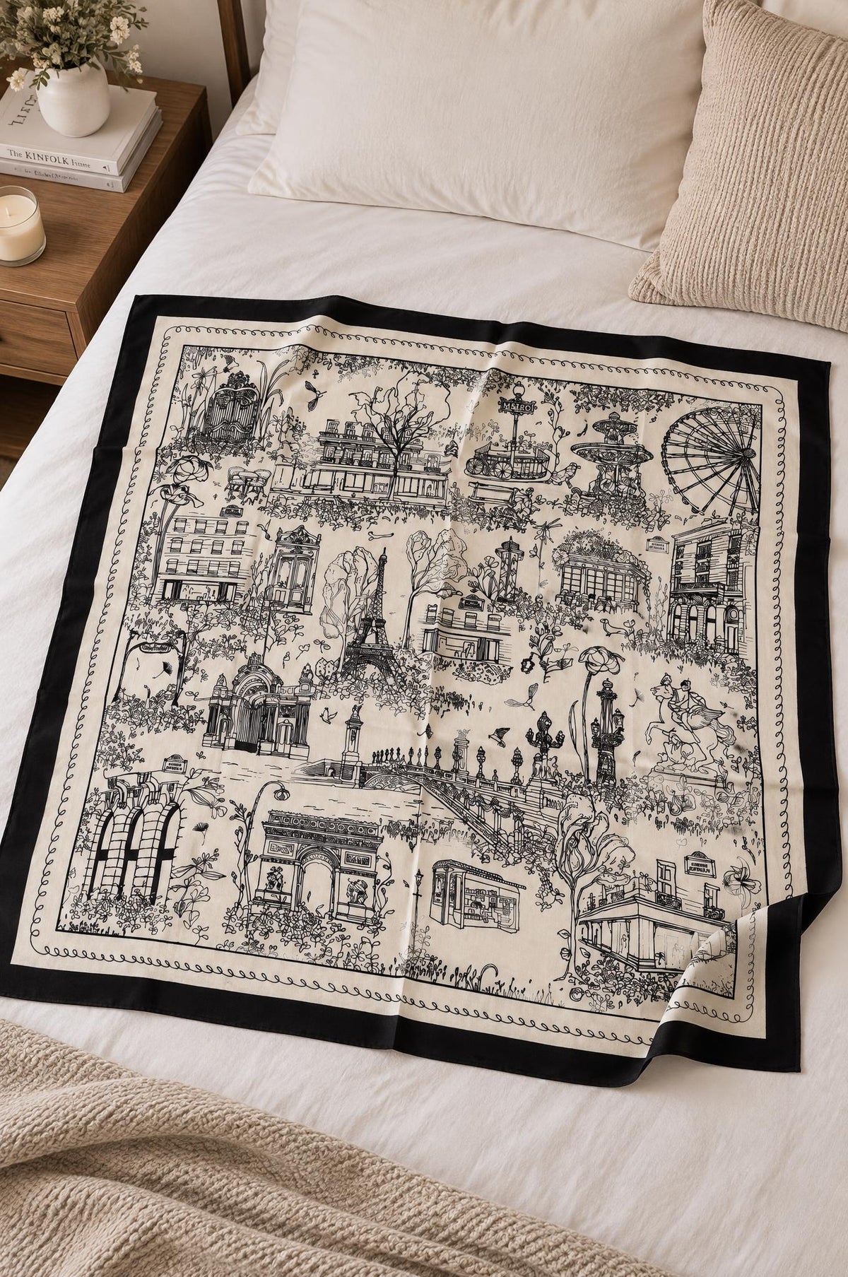 Maxi Pañuelo Maison Fanli Paris Blanco y Negro
