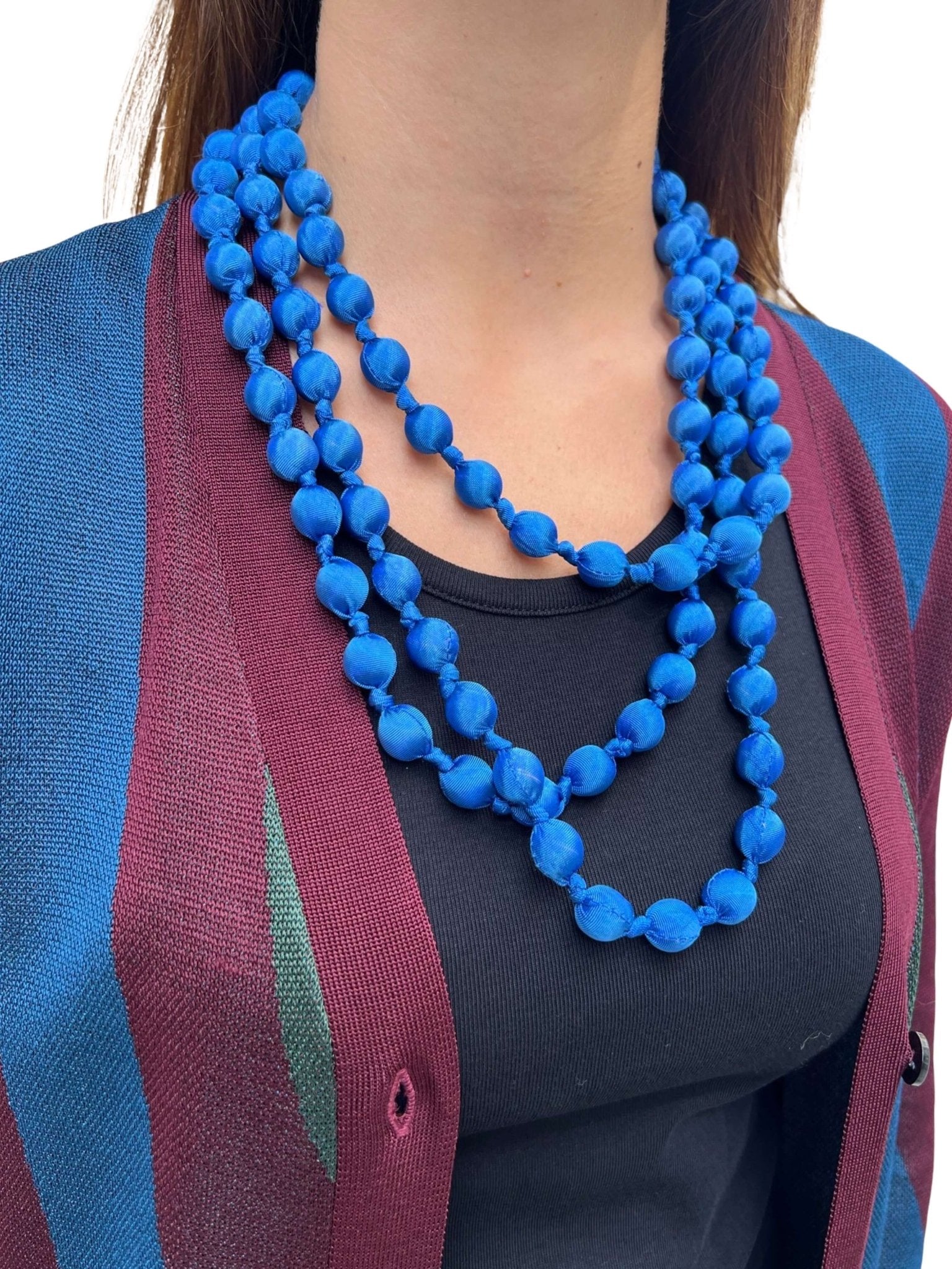 Collar Il Baco Da Seta Bolas Seda Azul Medio 4.1