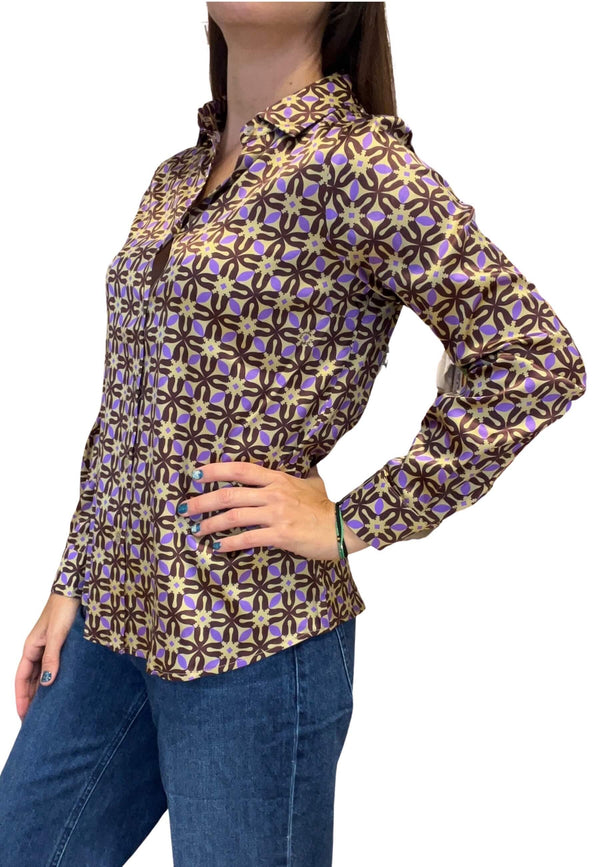 Monika Varga Mauve Flower Silk Shirt