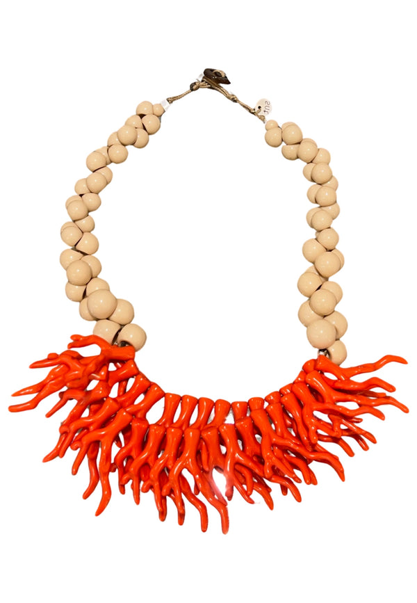 Collar Il Baco Da Seta Corales Naranja Doble Bola