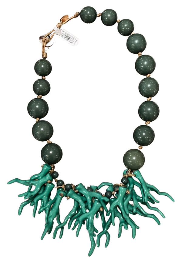 Il Baco Da Seta Coral Green Necklace