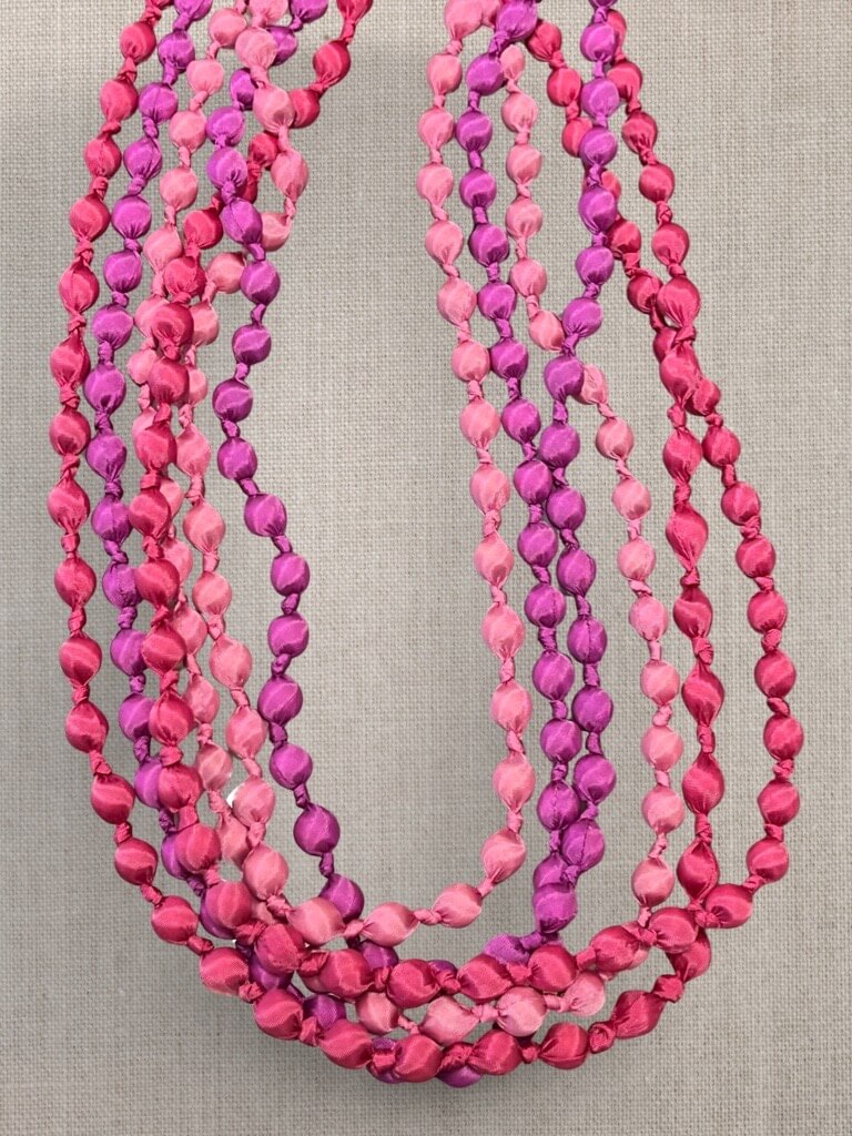 Il Baco Da Seta Pink Silk Ball Necklace 13.2