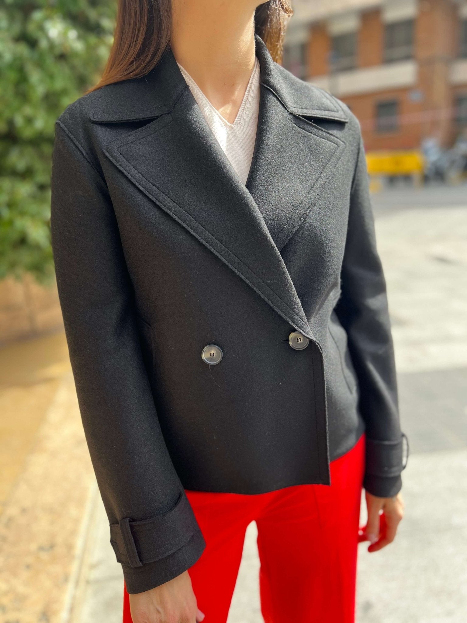 Chaqueta Harris Wharf London  Cruzada Corta Lana Negra