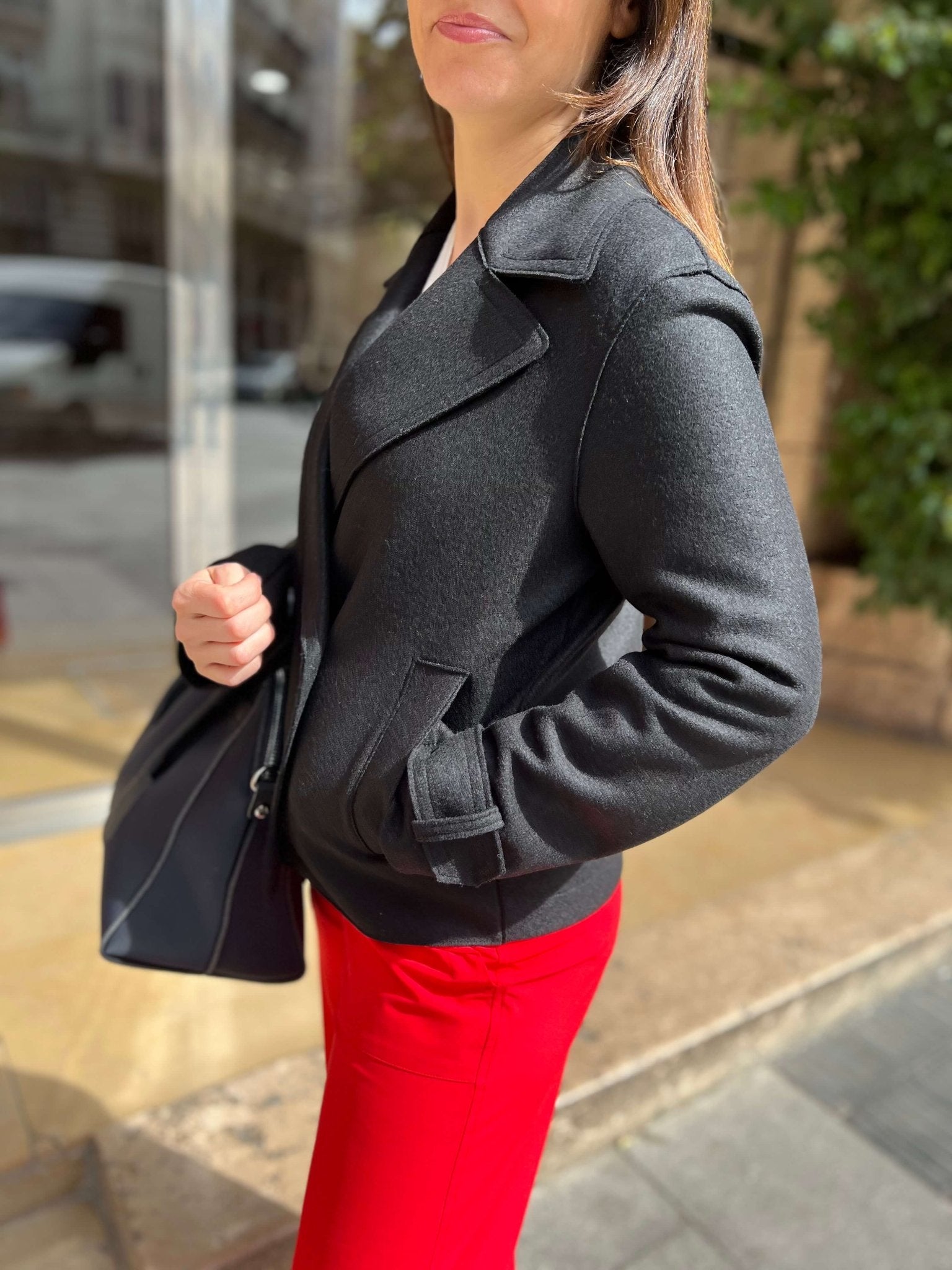 Chaqueta Harris Wharf London  Cruzada Corta Lana Negra