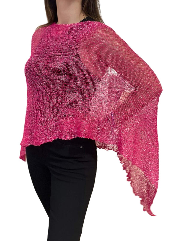 Poncho Il Baco Da Seta Lurex Fuchsia