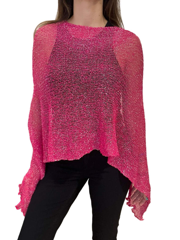 Poncho Il Baco Da Seta Lurex Fuchsia