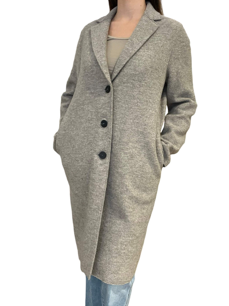 Coat Harris Wharf London su beige di lana bollito