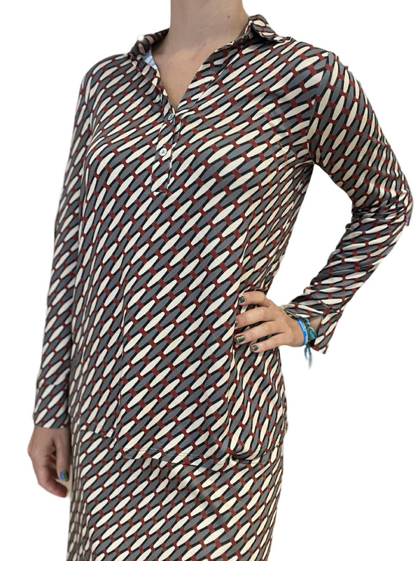 Monika Varga Printed Knit Shirt Grey