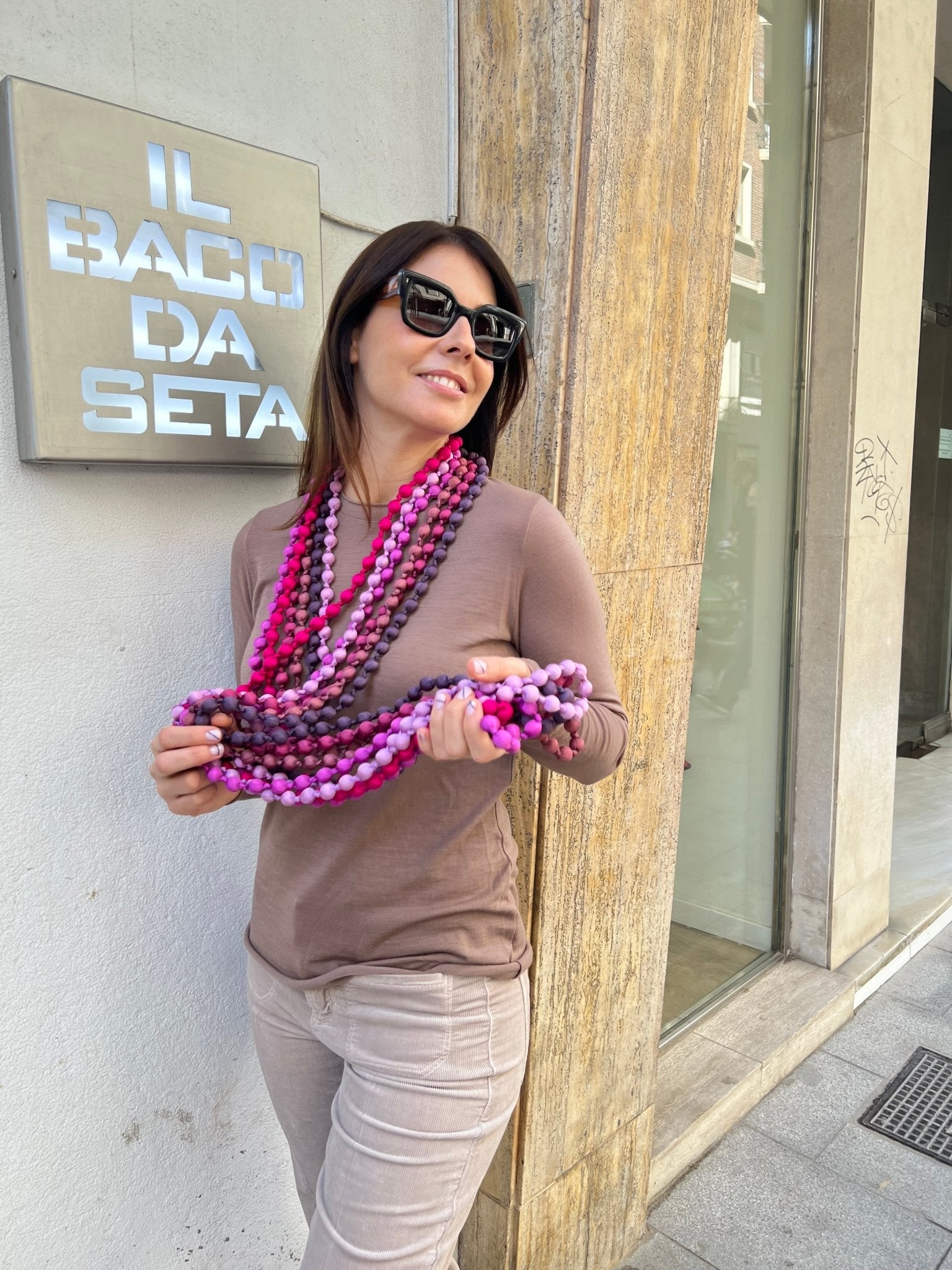 Necklace  Il Baco Da Seta Violet Silk Balls 14.0