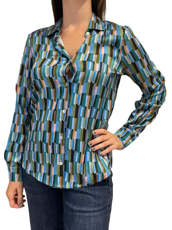 Monika Varga Satin Rectangles Shirt