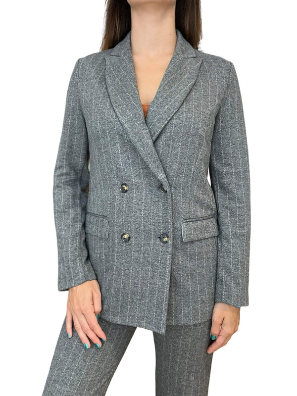 Goodmatch Striped Double Breasted Blazer