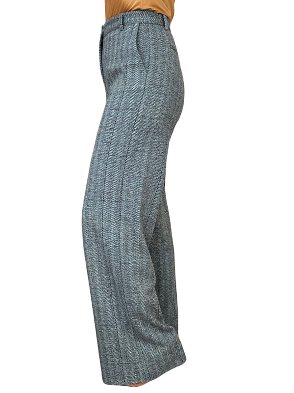 Goodmatch Wide Leg Trousers in Grey Herringbone Checks