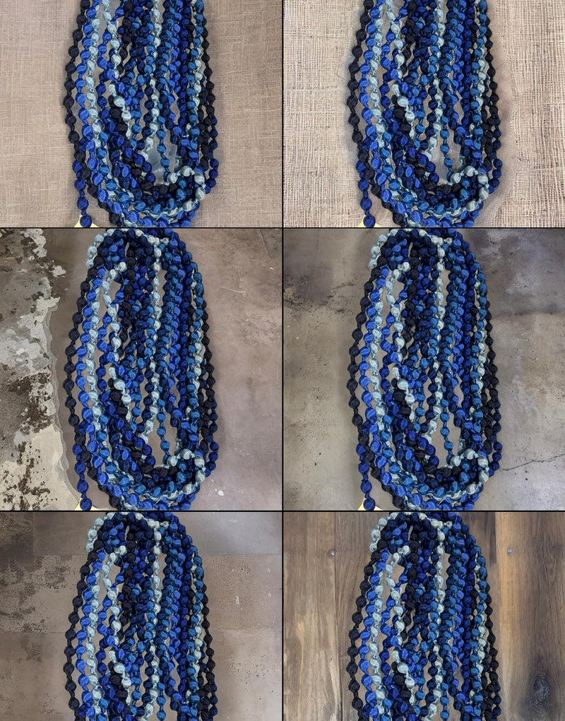 Il Baco Da Seta Collier Boule de Soie Bleu Marine 3.1