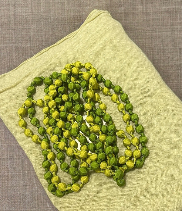 Il Baco Da Seta Green Silk Beads Clover Necklace 6.5