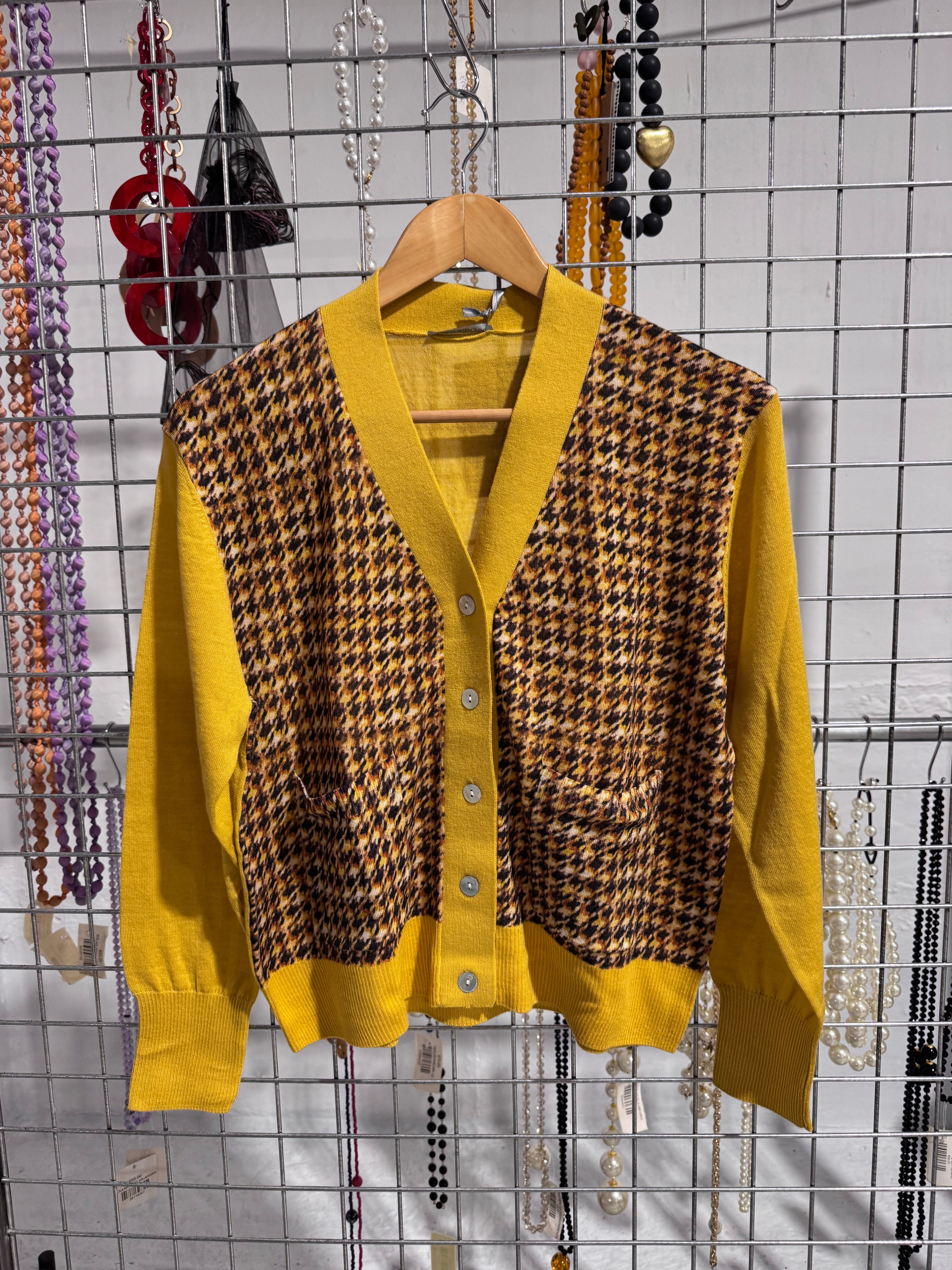 Cardigan In Bed With You Pied De Poule  Mostaza