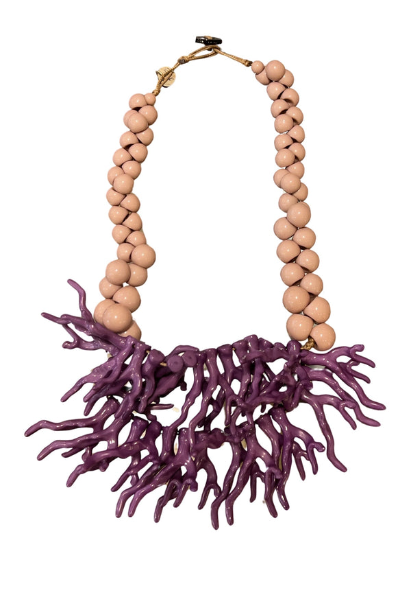 Il Baco Da Seta Purple Coral Double Ball Necklace