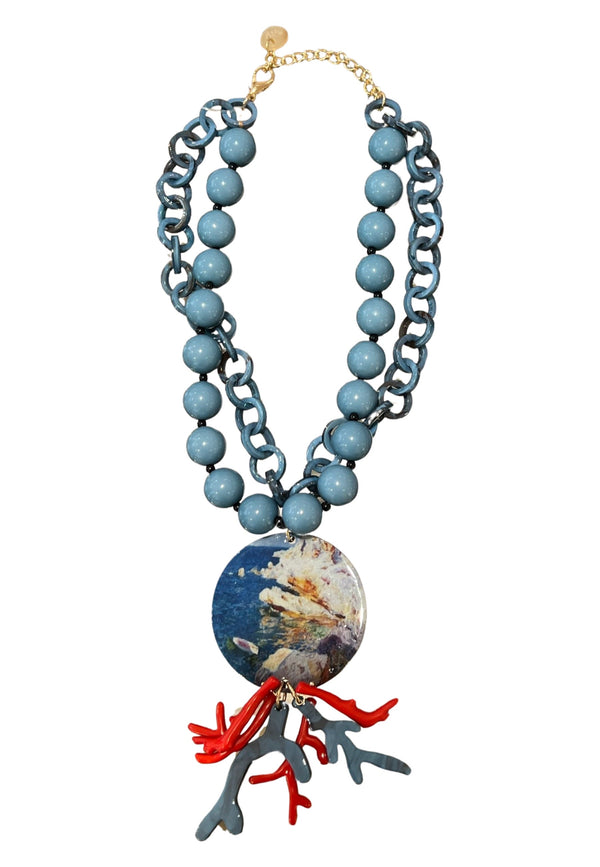 Il Baco Da Seta Blue Seascape Necklace