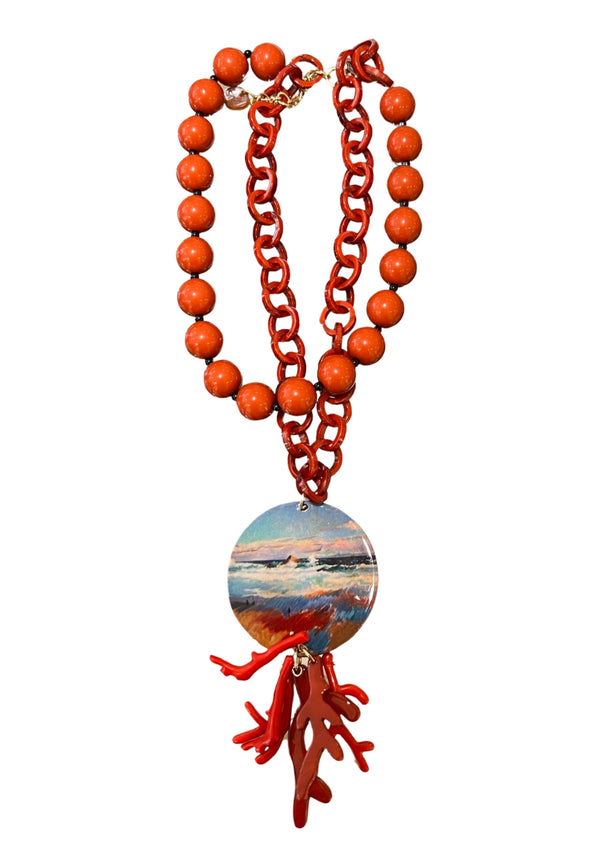 Il Baco Da Seta Red Seascape Necklace