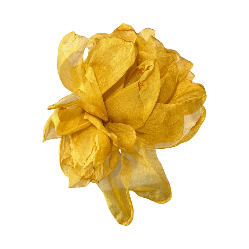 Il Baco Da Seta Flower Yellow Fabric Brooch