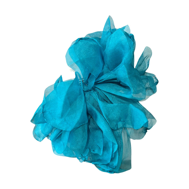 Il Baco Da Seta Flower Brooch Light Blue Fabric