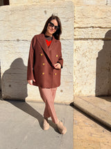 Harris Wharf London Coat with Gold Buttons Cognac