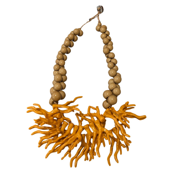 Il Baco Da Seta Mustard Coral Double Ball Necklace