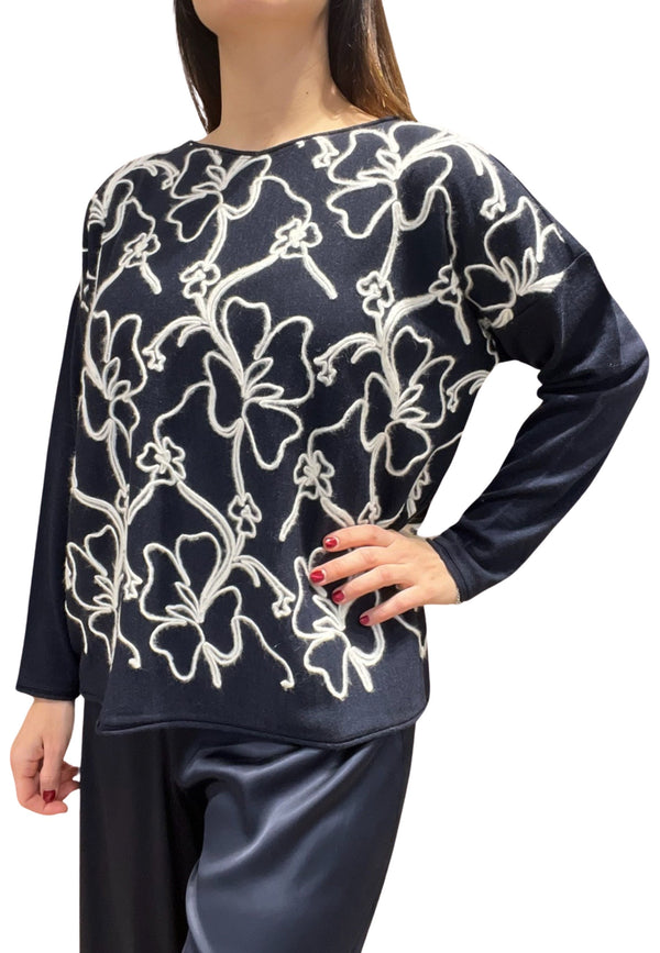 Whyci Sweater Embroidered Flowers