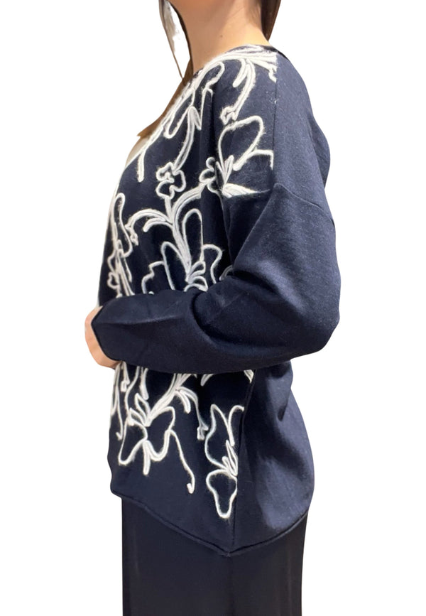 Whyci Sweater Embroidered Flowers