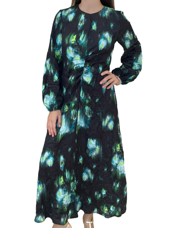 Beatrice Green Printed Midi Long Dress