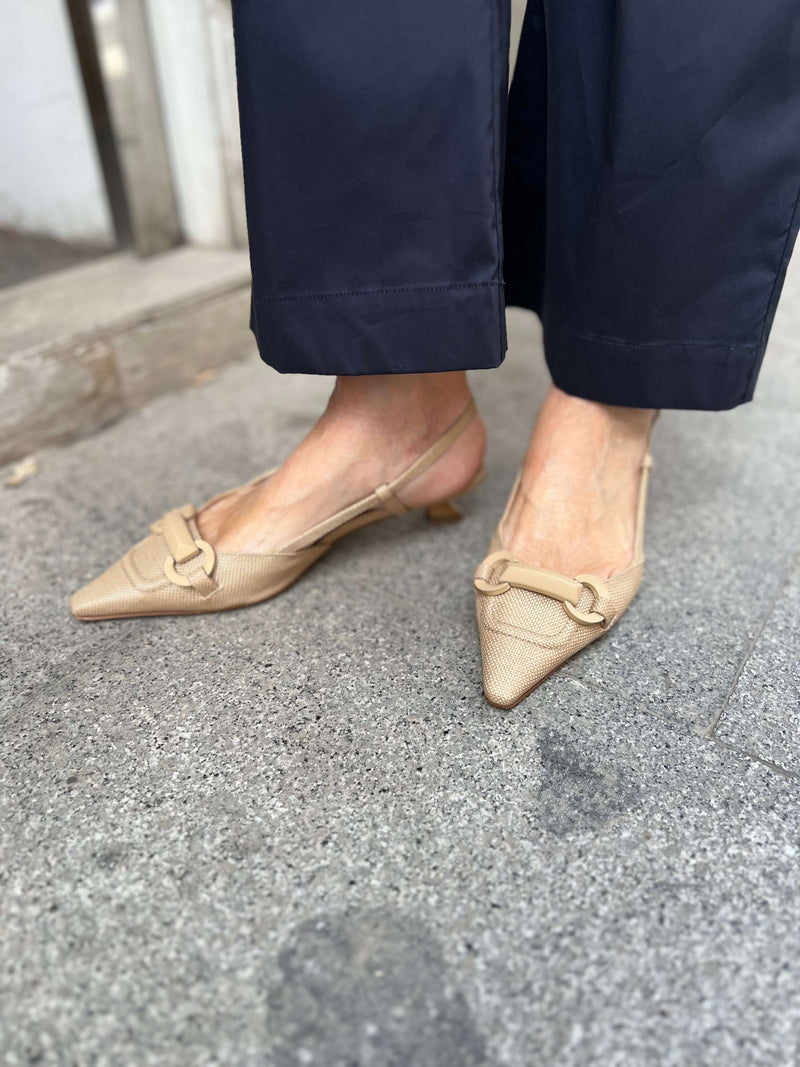 Zapato Chantal Chanel Rafia Hebilla Beige