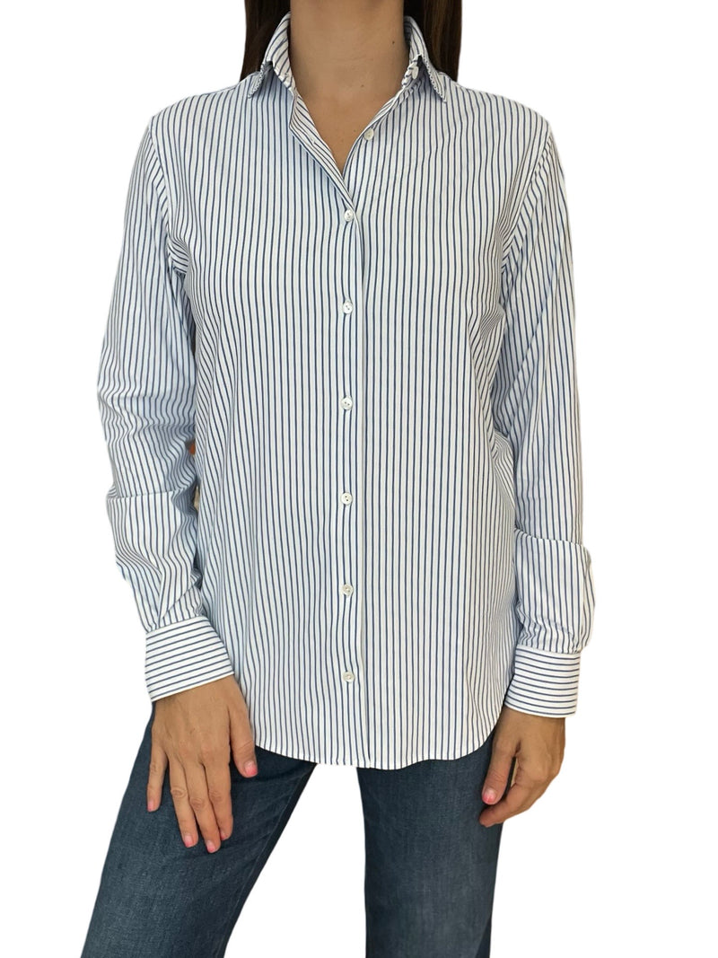 Camisa Xacus Pina Rayitas Azul y Blanco