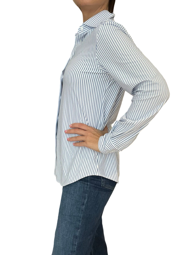 Camisa Xacus Pina Rayitas Azul y Blanco